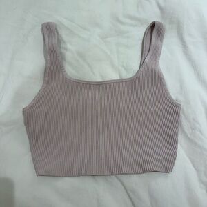 Aritzia Dusty Pink Ribbed Crop Top